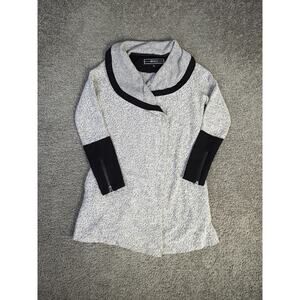 BNCI Sweater Womens S Gray Collared Chunky-Knit Pullover Zipper Relaxed Fit